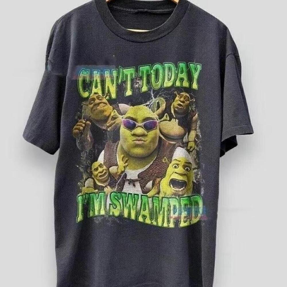 Black Shrek Can_T Today I_M Swamped Tee